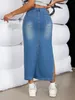 Y2K Fashion Femmes sexy vintage haute taille divisé cuisse denim bodycon jupe classique polyvalent mi-longueur jean streetwear 240508