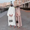Vêtements ethniques Turquie Dubaï Robes musulmanes Abayas pour femmes Lacet-up Elegant Cardigan Robes vintage Ruffle Maxi Dress Women's Casual Long