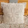 Crochet artisanal, fil de fil à floral taillé creux tissé, coussin canapé de salon rétro