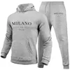 Męskie dresy męskie luksusowe bluza z kapturem Milan drukowane bluzy sportowe spodnie męskie bluza z kapturem jogging spodni zestaw Casual Street Clothing SportSearl2405