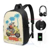 Rucksack lustiger Grafikdruck Biker Affe Waikiki kostenlos, USB -Ladung Männer Schultaschen Frauen Bag Travel Laptop zu fahren