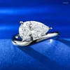 Cluster Rings Water Drop 2ct Lab Diamond Ring Real 925 Sterling Silver Party Wedding Band för kvinnor Män Löfte smycken