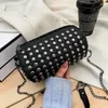 Sac de mode créateur rivet sacs ronds femmes messager la chaîne de dames crossbodyboder épaule de luxe sac à main grand embrayage