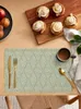 Bord mattor modern konst minimalistisk linje textur grönt köksbordspetare kopp flaskor placemat kaffekuddar 4/6 st skrivbord