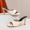 Slippers 2024 Summer Wine Glass Heel Sandals Square Head Fashion Ladies 42 Plus Size High Heels Women's Simple Stiletto