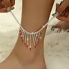 Shining Crystal Tassel Chain Anklets For Women Luxury Silver Color Rhinestone On Leg Ankle Bracelet Foot Jewelry Wedding