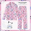 T-shirts 2023 Kawaii Sanried Cinnamon Pyjamas Cute Anime Kuromi Melody Childrens Pyjama's Pyjama's lange mouwen jongens en meisjes zelfgemaakte kindercadeausl240509