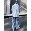 Herenbroek Houzhou y2k heren vrachtbroek hiphop harajuku parachute vrachtheren blauw Japan