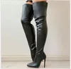 Boots Classic Black Sexy Over The Knee Women High Heels Shoes Red Thigh Spring Leather Long Female Large Size