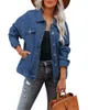 Jean veste femmes denim veste femmes femmes automne denim vestes courtes cotes de jeans à collège à manches longues simples