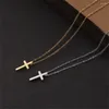 Pendant Necklaces Religious Fashion Female Cross Necklace For Women Gold Silver Color Stainless Steel Small Jewelry Gift