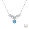 Hangende kettingen populair origineel ontwerp goede kwaliteit zilver 925 hoofdsteen opaal sieraden voor vrouw engel met hart ketting voor meisjes geschenk J240508