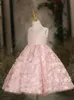 Leichte luxuriöse rosa Blumenmädchen Prinzessin Kleid Neue Mädchen Walk Show Host Performance Erstes Weihnachtsball Abend Kinder Hochzeits Geburtstagsfeier Kleid Prinzessin Kleid