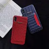 Keychains Lanyards Crocodile Skin en cuir Carte Solt Stand Boîtier pour iPhone 11 Pro 6s 6 7 8 Plus X XS MAX XR CARTY POCKER POCKER BASE POUR AIRPODS CASE J240509