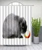 Rideaux de douche de lapin gris mignon animal drôle manger pomme décor de salle de bain salle de bain imperméable rideau de tissu en polyester avec crochets pas cher1824028