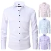 Herrklänningskjortor Spring Mens Social Shirt Slim Business Dress Shirts Male Long Sleeve Casual Formal Elegant Shirt Bluses Tops Manbrand Clothe D240427