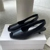 Klänningskor Summer Square Toe Real Leather Fashion Thin Heel Woman Sandaler Koncise grunt mun glid på fiskkvinnor 2024