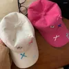 Ball Caps coréen Ins Baseball Cap Femmes Y2k Girls Colorful Bow Pape Papé Été Ajustement Coton Coton Soleil Papa Femme