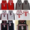 Stitched NCAA Georgia Bulldogs Anthony 5 Edwards baskettröjor College #5 Röd vit grå sömnad tröja skjortor Custom Men Youth Women S-6XL