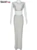 Zweiteilige Kleid seltsame Kiesel Elegante Frauen 2 -teilige Slveless Rückenless Knoten Tanktops+hohle hohe Taille Maxi -Röcke Stretch patching Clubwear Y240508