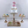 Gerichte Teller 6pcs Gold Mirror Metall Runde Torte Hochzeits Geburtstagsfeier Dessert Cupcake Sockel Display Platte Wohnkultur 252W