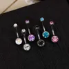 NAVEL -ringen 1 pc G23 Titanium Crystal Gem gebogen barbellringen navel navel ringen piercings nombril ombligo piercing charmante sieraden d240509