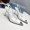Sandales de créateurs pointues talons hauts chaussures simples p triangle 3,5 cm 7,5 cm de chaton sandale pour femmes chaussures de mariage bleu blanc noir avec sac à poussière 35-42