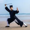 Abbigliamento etnico abiti taichi kungfu pratica vestiti di arti marziali hanfu uomo abito lungo casa casa cinese costume tradizionale