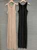 Casual Dresses 2024 Summer Women Fashion Sleeveless Slim Fit Braid Rib Tank Long Dress Elegant Lady All Match O-neck Pullover Maxi