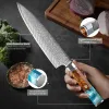 Professionnel Damas Steel Chef Couteau de cuisine 8 pouces couteau japonais Damas Cleaver Santoku Couteau de cuisson ultra-sharp