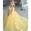 Robes de filles de fleurs de haute qualité 2019 V Vanettes de bal de couche en tulle de tulle bébé filles robes de fête d'anniversaire 281m