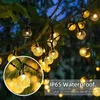 Solar Crystal Globe LED String Lights 60 8 أوضاع الإضاءة IP65 Fairy Light Christmas Garland for Garden Party Decor 1pc2pcs 240508