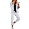 Pantalon de deux pièces pour femmes pantalon de blazer élégant dames dames ouverts ouverts mince combinaison de streetwear de couleur solide pour mariage