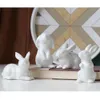Керамический кролик на рабочем столе декор Симпатичный белый кролик фигурки фарфоровой шкаф дома