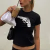 T-shirt Gothic Gothic Grunge Print Womens Summer Skinny Crops Black Funny Short Sleeve Kpop Harajuku Street Tees Y2K Vêtements 240509