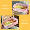 Öğle yemeği kutuları çantalar sevimli öğle yemeği kutusu taşınabilir çift katmanlı mikrodalga gıda plastik piknik bento kutusu kızlar için okul çocukları bölme yalıtım kutusu
