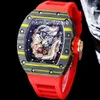 57-03 Mystical Dragon Carbone Fibre Mens Watch Automatic Swiss Tonneau Wristwatch Sapphire Crystal Imperproof Oversize Sports Watches 3 Colours