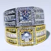 Nieuwe aankomst origineel desgin hot sale luxe sieraden 10kt whitegold gevulde ronde gesneden witte topaz cz diamant edelstenen mannen ring cadeaubus 207q