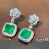 Boucles d'oreilles en peluche lr bijoux solides 18k or nature verte émeraude 4.12ct Gemstones diamants diamants drop féminin pour les femmes fine