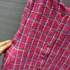 High-end originalkvalitet 100% Silk Jacquard Camellia Foder Channn Strapless Suspender Dress Woven Soft Tweed Fabric Rhinestone Metal Buckle Dress