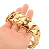 Luxury Miami Curb Chain Cuban Women Bracelets Dragon Casting Clasp Blangle Bangle Hip Hop Trendy 18K Gold Gold Men Gioielli 240507