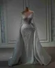 Robes de mariée sirène avec train détachable couche à manches longues à manches longues robes de mariée vestido novia perles applications