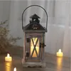 Bougeoirs Vintage European en bois Holder Retro Retro Elegant Iron Art Candlestick Lantern Home Decoration