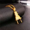 Starlord Brand Golden Plug hanger ketting roestvrij staal/gouden kleur hangende touwketen voor mannen dames hiphop sieraden gp2411