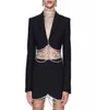 Robe en deux pièces femmes sets décontractés d'automne à manches longues Blazer de cardigan set aux tenues de jupe courte Solid Lady Black Suit5596471