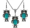 10 boucles d'oreilles pendentif décors beaux dauphins et chouettes Green Turquoise Stone Silver plaqué bijoux1206331