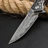 Damasco pieghevole coltello manico in legno damasco in acciaio freek tattici coltelli tattici a caccia di sopravvivenza da campeggio per esterni