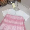 Brand Baby Spirt Pink koronkowy projekt księżniczki Rozmiar 90-160 cm Designer Designer Ubranie Summer Haftowe logo dziewczyny
