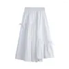 Spódnice pulbo fałdy asymetryczne solidne pikowane długie spódnica lato kawaii elegancka swobodna wiosna luźna koreańskie ubrania modne kobiety