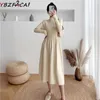 Casual Dresses French Gentle Round Neck Pullover Sweater Dress Women Fall Winter Long Black Bottom Knit Elegant 2024 Simple A-Line